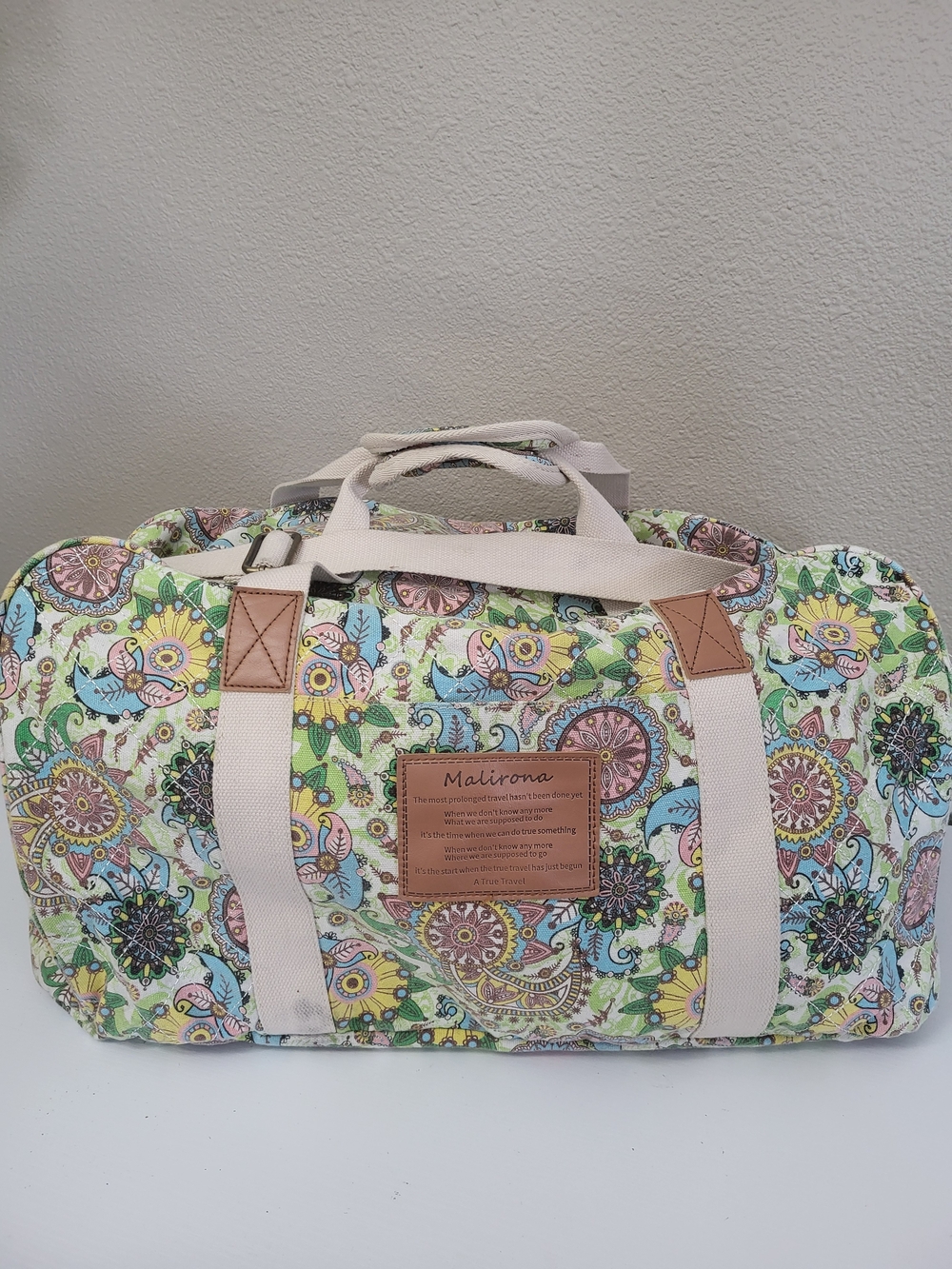 Malirona Womens Canvas Tote Bag Cross Body Shoulder Pastel Paisley Weekender